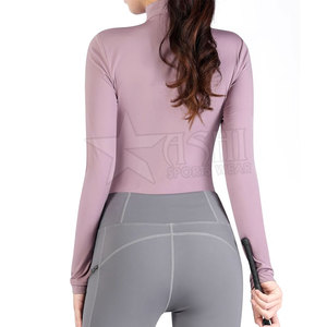 Tops ecuestres para mujer al por mayor, Blusa de manga larga para carreras, ropa de montar con cremallera, camisas de capa base para mujer - Product Image 2