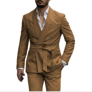 <span class=keywords><strong>2023</strong></span> transfrontalier nouveau costume pour hommes deux pièces ceinture coupe ajustée Style coréen simple boutonnage fermeture éclair mouche plat avant costume d'affaires ensemble - Product Image 6