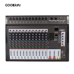 Gooermi-Consola de 12 canales, mezcla de 16 efectos <span class=keywords><strong>DSP</strong></span>, interfaz USB, mezclador de audio de potencia de sonido para puesta en escena - Product Image 1