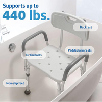 Chaise de douche en alliage d'aluminium Simplywalk 200 kg avec dossier, fournitures de salle de bain, certification MDR CE, support du distributeur