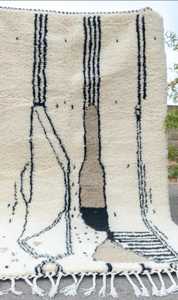 Tapis Beni Ourain Rectangle Moderne 5x8 Blanc Laine Berbère Marocaine Scandi Boho Style Vintage pour la Maison Tapis Tissé Personnalisable - Product Image 4