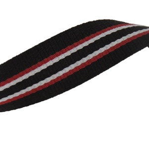 Pita Sabuk Webbing Poliester/Katun Bergaris Jacquard Ramah Lingkungan Berkualitas Tinggi Liman Warna Kopi/Merah/Putih Tebal 2mm Lebar 38mm Untuk Tas - Product Image 4