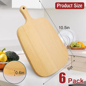 Planche à découper rectangulaire en hêtre massif naturel et biologique, pour pizza, pain, petit-déjeuner, avec poignée - Product Image 6