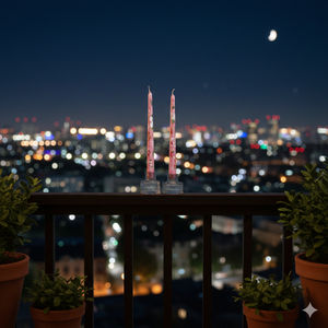 Hand-Painted Pink Floral Taper <b>Candles</b> WAXWARE Material Christmas Edition Elegant Garden-Inspired Decor <b>Set</b> (2) - Product Image 2