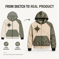 Veste décontractée streetwear pour homme OEM ODM en suède et polaire, avec capuche, fermeture éclair intégrale, manches contrastantes et patch appliqué, coupe ample