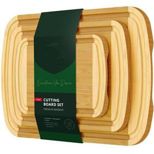 Planches à découper en bois de luxe, ensembles de planches à découper en bambou épais pour la cuisine, planche à découper en bambou réversible pour légumes, fruits, viande - Product Image 1