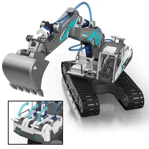 技术工程挖掘机积木玩具液压动力挖掘机机械臂蒸汽科学实验玩具