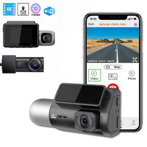 4K Dash Cam with WiFi GPS Car DVR Mini 3 Channel Dash Cam with 2K Resolution and WDR Functions Features Dual Lens Front