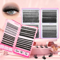 Kit de cils en grappes DIY grande capacité, boucles mixtes, cils pré-coupés, cils individuels volumineux pour salons et distributeurs
