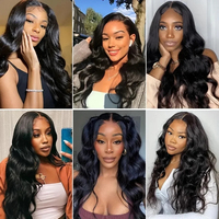 Perruques de cheveux humains brésiliens Remy HD Lace Front sans colle, bouclés profonds, ondulés, longs, noirs, pour femmes, densité 180% (5x5)