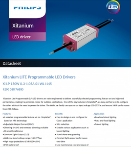 Driver LED Xitanium Xi LP 150W 0.3-1.05A S1 WL I145, alimentation pour éclairage extérieur, dimmable 1-10V, SimpleSet, programmable NFC - Product Image 2