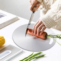 Planche à découper ronde double face en acier inoxydable 304, antibactérienne, à décongélation rapide, accessoire de cuisine pour une découpe pratique