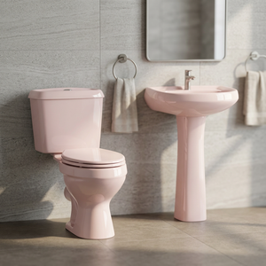 Classic Design Two Piece Toilet WC Commode With Pedestal Wash Basin Bathroom Sanitary Ware Combo Set - Product Image 3