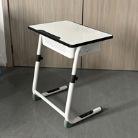 Ensemble Chaise et Bureau d'Étude Moderne pour Élèves du Primaire, Panneau en Émail Porcelaine, Pieds en Acier, Hauteur Réglable, Durable, Vente en Gros