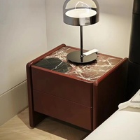 Table de chevet minimaliste italienne en bois massif, 2 tiroirs, plateau en marbre, armoire de rangement de luxe pour chambre à coucher, prête à assembler, directement de l'usine
