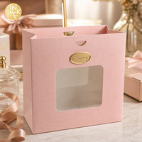Sacs cadeaux de luxe personnalisés IN PACK, parfums de boutique, emballage de petits bijoux pour mariage, sac en papier rose avec poignée découpée