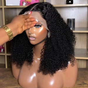 Venta al por mayor doble rizado Bob Pelucas Cutícula Natural Alineada 100 Cabello Humano para mujeres negras 13x4 Glueless SDD Pixie Pelucas Rizadas - Product Image 3