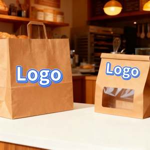 Wholesale Custom Printed Logo Bakery Food Grade Packaging Brown Kraft Paper Reusable Bread <b>Bag</b> with Plastic Window - Product Image 4