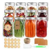 Vente en gros de pots en verre Mason multi-usages, transparents, hermétiques, écologiques, en plastique, de 150 ml, 380 ml, 250 ml, 300 ml, 500 ml, 1000 ml
