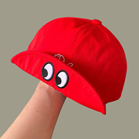 Gorra de Béisbol Vintage de 6 Paneles de Poliéster/Algodón con Bordado de Perro de Ojos Grandes, Ligera, Plegable, de Ala Corta, Protección Solar