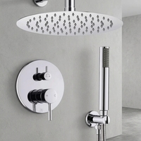 Nouvelle conception Ensemble de douche mural en laiton de 8 pouces pour salle de bain, multifonctionnel, durable, avec pommeau de douche rond encastré et mitigeur de douche