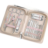 WELLFLYER Ensemble professionnel de manucure en acier inoxydable MS-895 18 pièces Coupe-ongles en gros Outils pour ongles Cadeau de soins de beauté portable