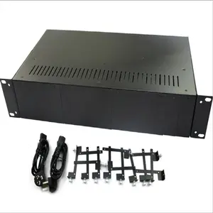 Conversor de Fibra de Mídia 2U 14 Slots, chassi de montagem em rack de 19 polegadas para conversor de mídia, fonte de alimentação única ou dupla AC 220V/DC 48V