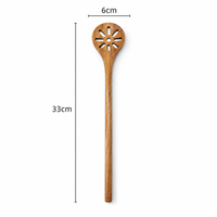 Cuillère écumoire en bois d'acacia de qualité alimentaire, antiadhésive, pour friture et pâtes