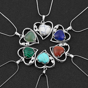 Натуральный камень, подвеска в форме сердца, аметист, кварцевые чакры, подвески, лечебный кристалл, розовый кварц, ювелирные изделия для женщин и мужчин - Product Image 4