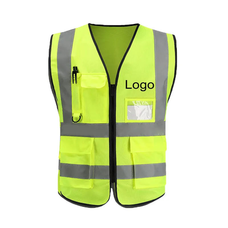 High quality multi pockets hi vis vest customized reflective vest night safety construction road work safety vest