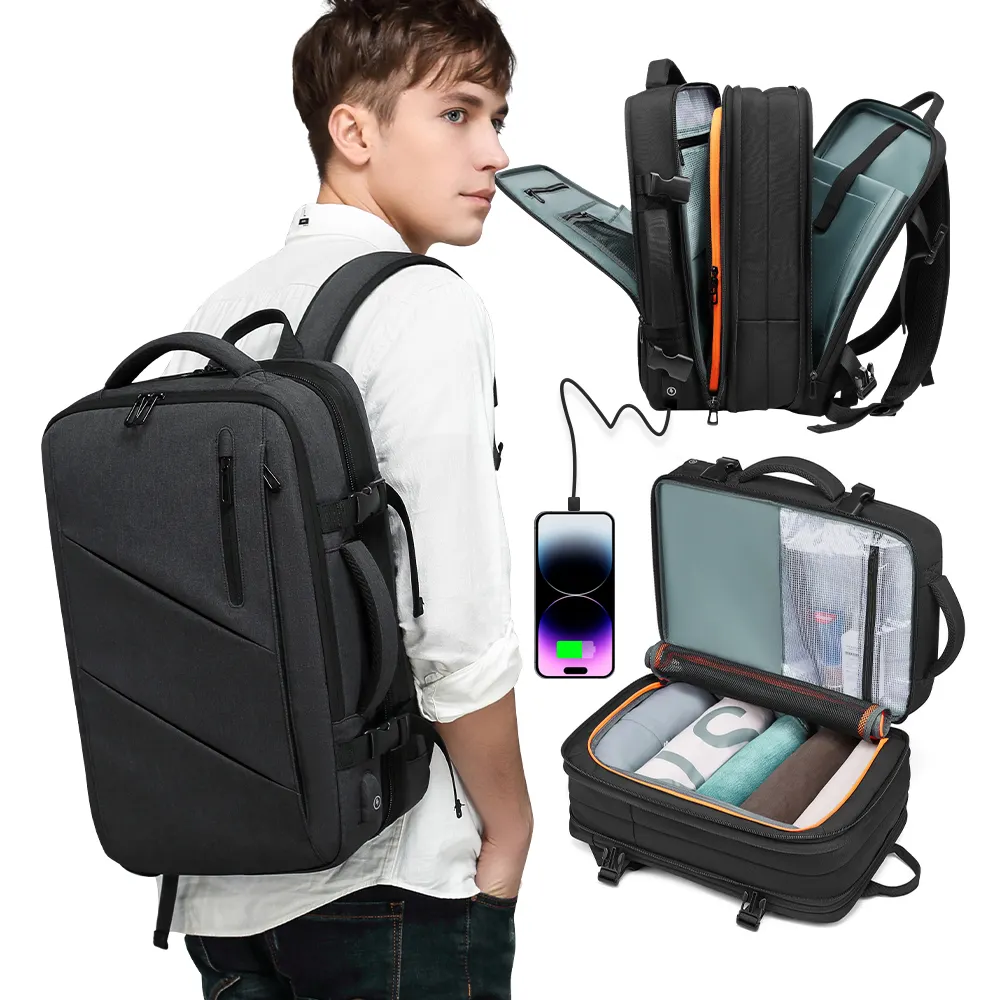 Eurcool 15,6 Zoll erweiterbarer Laptop-Rucksack Tasche Packung individueller Wanderer-Rucksack Herren Rucksack Laptop-Rucksack Tasche für Herren