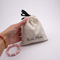 Pochette à bijoux de luxe personnalisée avec logo imprimé, petite pochette à cordon en coton et lin, sac anti-poussière avec pompon, personnalisable
