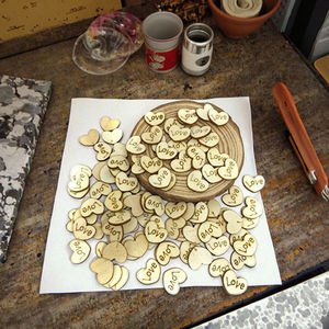 Colore del legno originale '<span class=keywords><strong>MR</strong></span> & MRS' cuori a forma di parete appesa ornamento eco-friendly incisione per l'artigianato di vernice scatole di legno segni da parete - Product Image 5