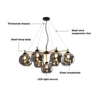 Lustre Américain Design Moderne de Luxe, Personnalisé, Grande Boule en Verre Transparent, pour Salon