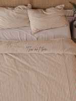 Ensemble De literie 100% coton personnalisé fil teint rayure Jersey tissu drap De lit housse de couette taie d'oreiller Cobertores Sabanas De Cama