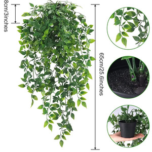 Plante suspendue artificielle Huisen, décoration murale intérieure en plastique, petite plante verte en pot - Product Image 5