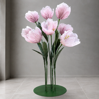 Roze Tulpen Bloemboeket Stand Grote Papieren Kunstbloemen Bruiloft Evenement Decoratie Commerciële Bloemendisplay Fabriek Leverancier