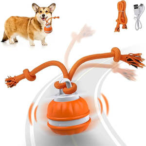 互动狗玩具电动智能滚动弹跳运动激活带绳尾自动狗球 - Product Image 1