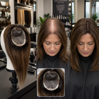 Expédition mondiale – Topper capillaire 8 pouces 5*5*6.5 avec base mono, effet cuir chevelu naturel et respirant, pour femmes souffrant de cheveux clairsemés – 100 % cheveux humains