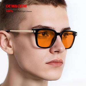 Monture 100% TR90 anti-lumière bleue, noire, unisexe, verres orange, forme carrée, légère, vente en gros, mode, haute qualité, OEM, blocage de la lumière bleue - Product Image 1