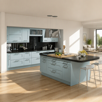 Armoire de cuisine en bois d'érable |   Style campagnard français |   Bleu clair |   Conception personnalisée