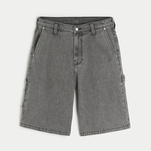 Pantalones cortos de mezclilla para <span class=keywords><strong>hombre</strong></span> de 15oz, de algodón, estilo carpintero, con presillas, lavado vintage gris, con bolsillo frontal inclinado y pierna recta - Product Image 3