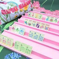 Nouvel ensemble de Mahjong Thème Américain 2026, peint à la main, motif Bus à deux étages, Big Ben et Rose, en stock