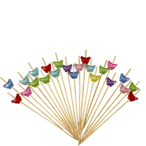 Bâtonnets de fruits dégradables de brochettes de bambou papillon coloré de 12cm pour le camping - Product Image 3