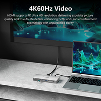 Station d'accueil USB-C 14-en-1, 10 Gbps USB 3.2, 4K 60Hz, Ethernet Gigabit, lecteur de cartes SD/TF, adaptateur audio PD 100W, en alliage d'aluminium