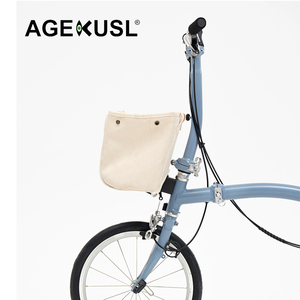 AGEKUSL Canvas Vintage Front Basket Bag Ciclismo Bike Rack Pack Carrier Fit para <span class=keywords><strong>Brompton</strong></span> 3Sixty Bicicleta plegable - Product Image 5