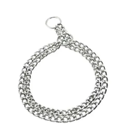 Collier d'entraînement pour chien en fer de haute qualité, double chaîne, motif solide, style classique, pour la promenade