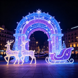 Arche <span class=keywords><strong>de</strong></span> Noël géante personnalisée à LED, imperméable, <span class=keywords><strong>installation</strong></span> d'éclairage commercial pour les fêtes - Product Image 6