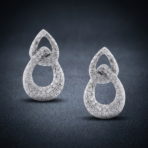 Luxury Knot <b>Earrings</b> Women 925 <b>Silver</b> Diamond <b>Studs</b> Round Brilliant Cut Micro Insert Everyday Wear - Product Image 3