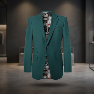 Men's Single Breasted Woolen Blazer Jacket Breathable Business <b>Suit</b> Handmade Custom Tailored V-neck Pleated Front <b>Button</b> Fly - Product Image 3